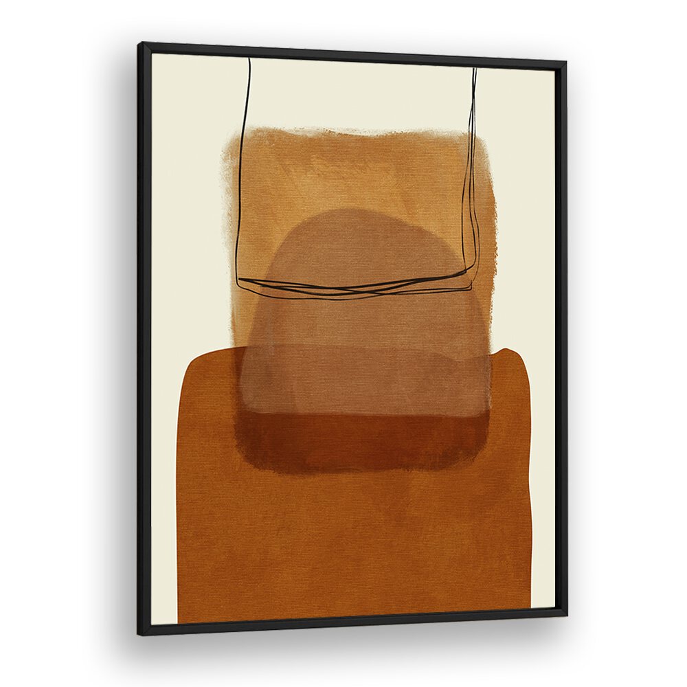 Modern abstract art piece, PAINTED LINES DESATUR I, framed in black, perfect for any collection or décor.