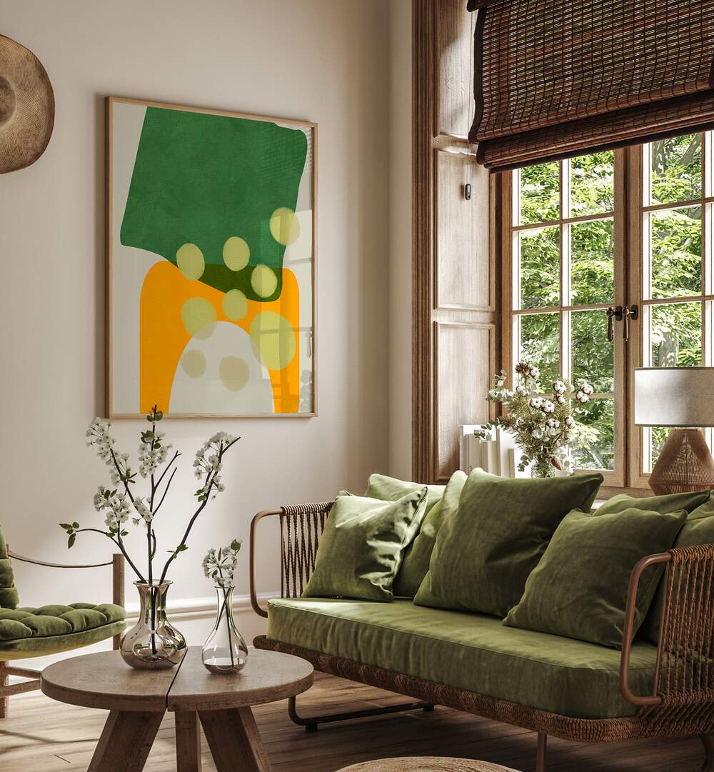 Vibrant decor featuring PAINTED LINES IX KOPIE, ABSTRACT PAINTINGS by Ana Rut Bre, enhancing any modern living space.