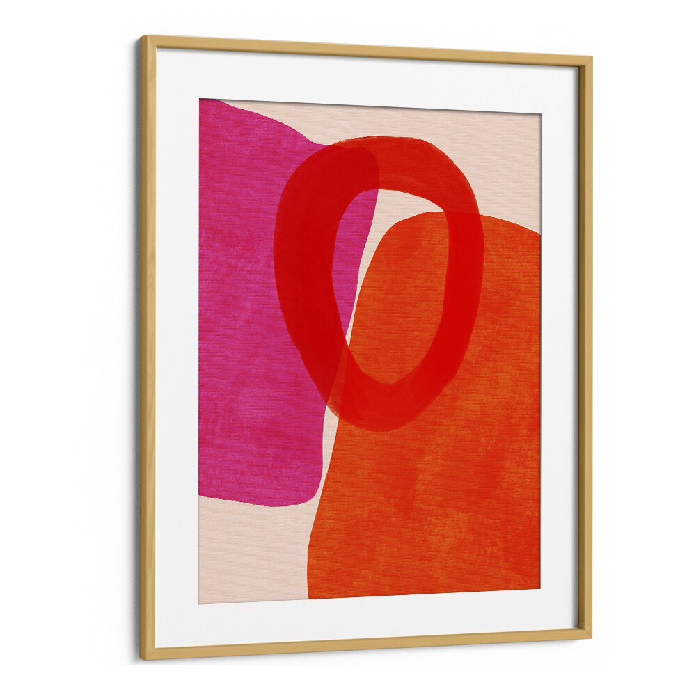 Bright abstract artwork "PAINTED LINES V KOPIE, ABSTRACT PAINTINGS" by Ana Rut Bre in a stylish oak frame.
