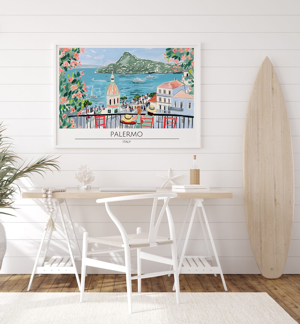 palmero city-italy travel posters Artwork III placed on a Wall