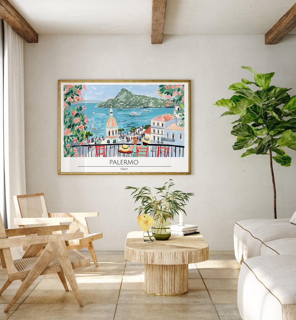 palmero city-italy travel posters Artwork IV placed on a Wall