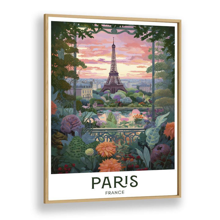 parisian dreams travel posters in Oak Wood Plain Frame