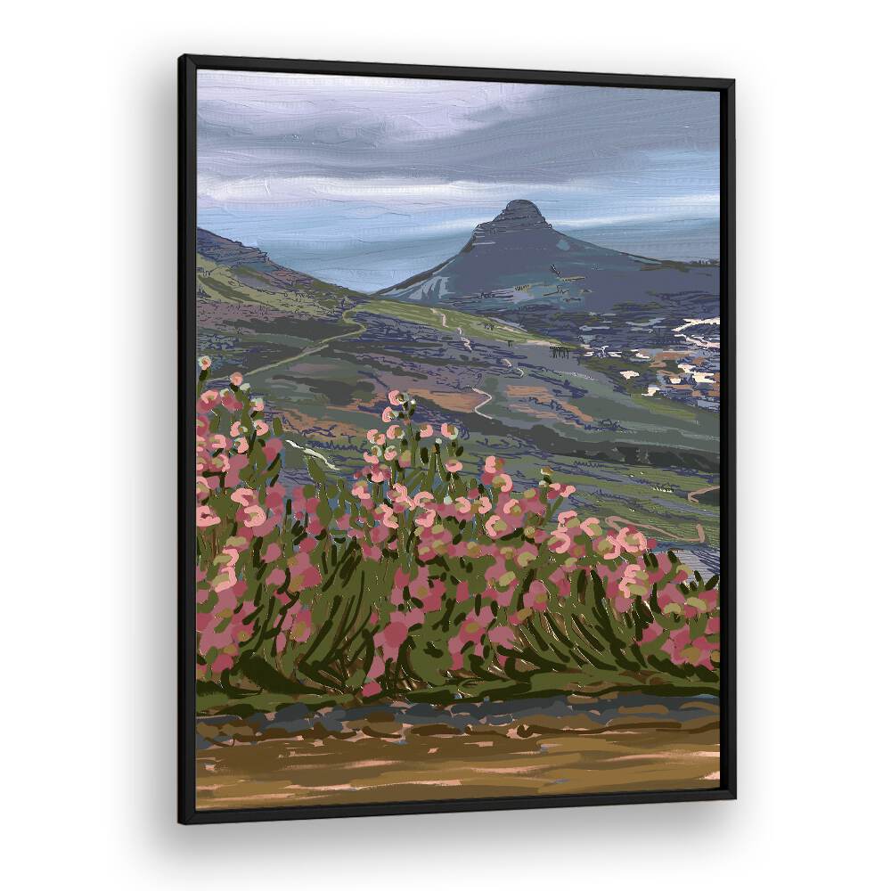 Explore the serene beauty of PETALS AND PEAKS II, LANDSCAPE PAINTINGS, showcasing vibrant floral elements and landscapes.