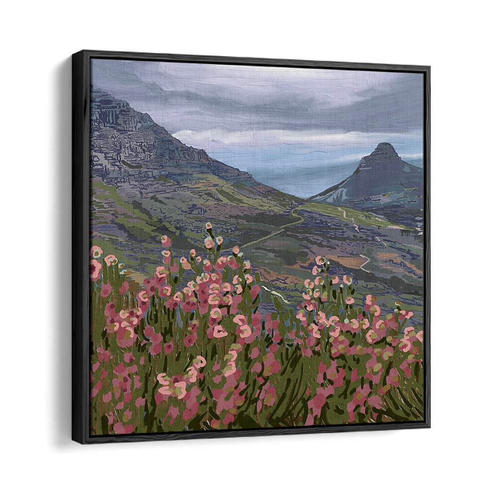 Transform your space with PETALS AND PEAKS III, LANDSCAPE PAINTINGS featuring vibrant flora and majestic peaks.
