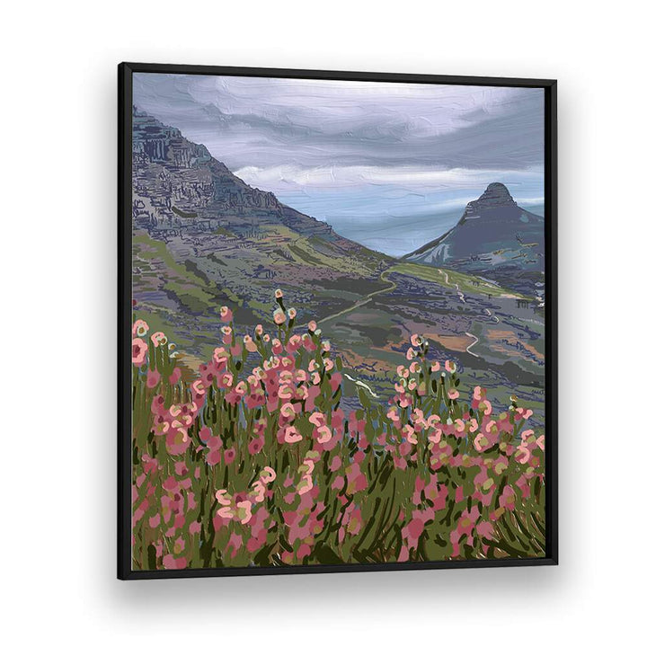 Stunning PETALS AND PEAKS III, LANDSCAPE PAINTINGS blend vibrant flowers and majestic peaks for a breathtaking view.