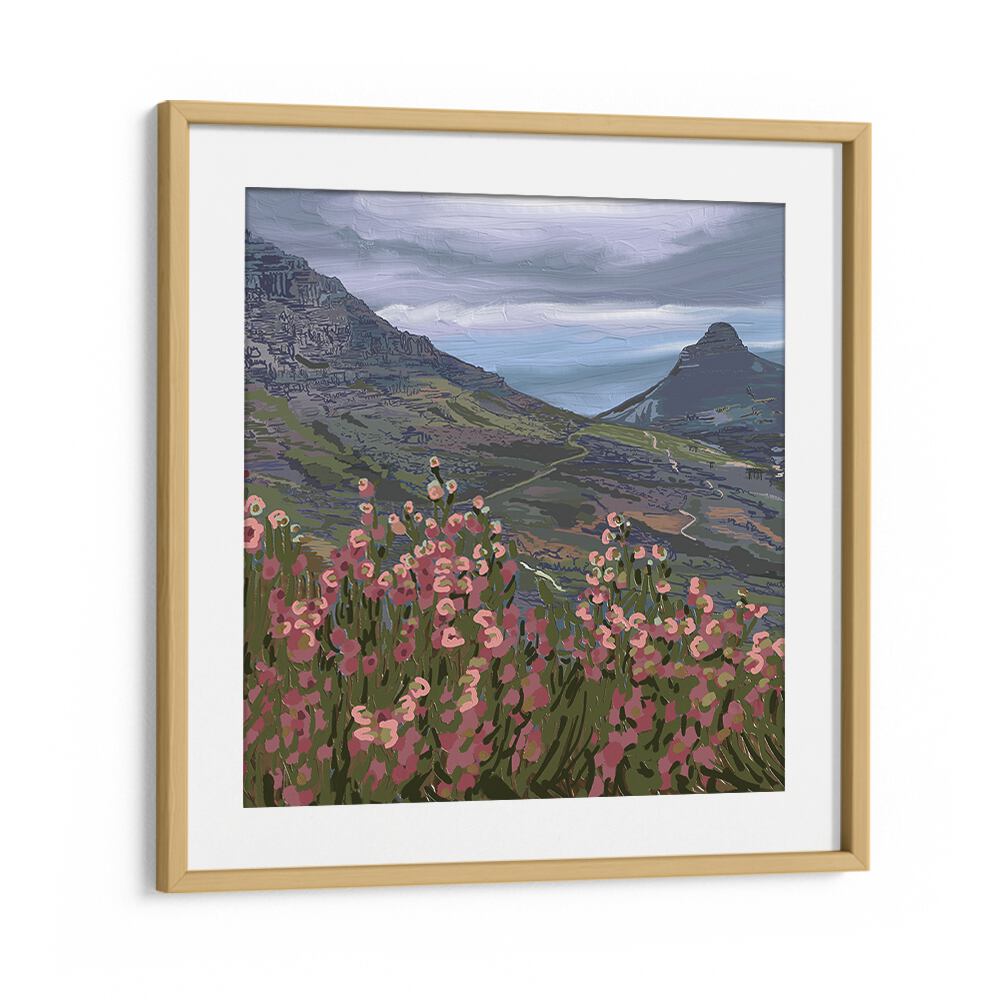 Transform your space with PETALS AND PEAKS III, LANDSCAPE PAINTINGS featuring vibrant flora and majestic peaks.