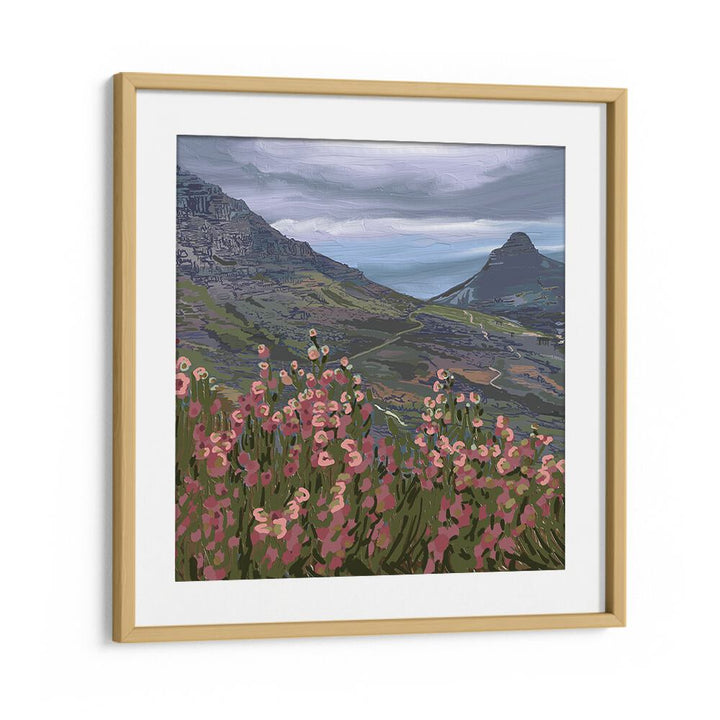 Transform your space with PETALS AND PEAKS III, LANDSCAPE PAINTINGS featuring vibrant flora and majestic peaks.