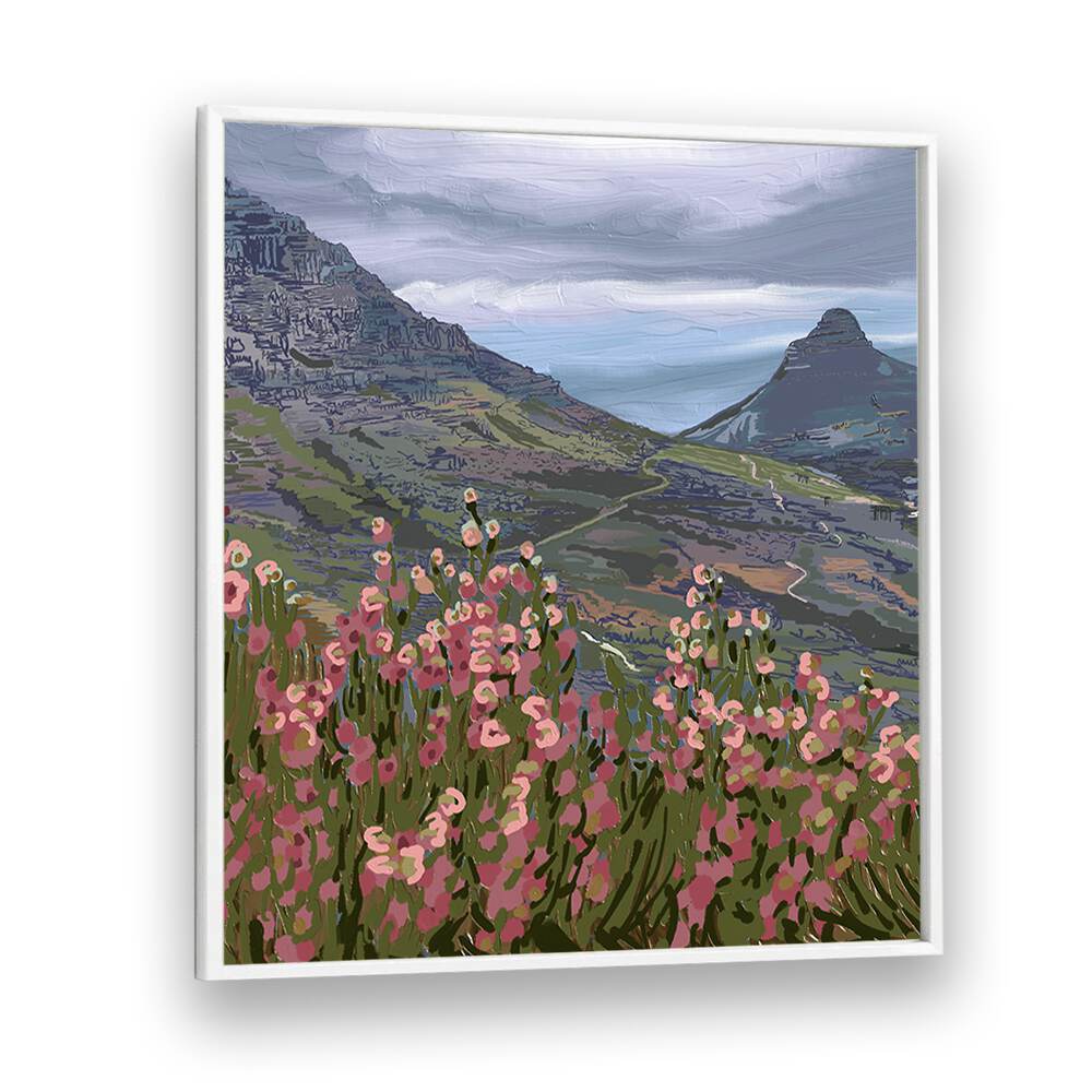 Vibrant flora meets majestic peaks in PETALS AND PEAKS III, LANDSCAPE PAINTINGS, perfect for any decor.