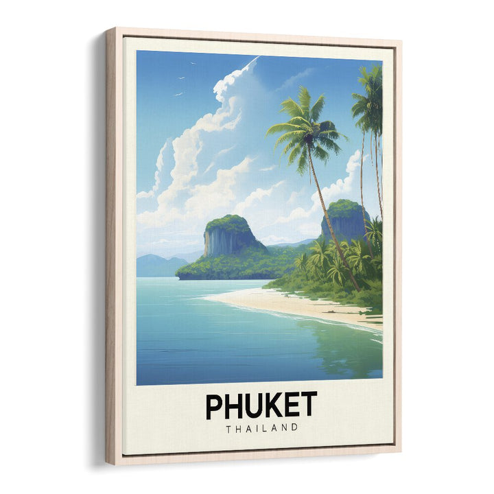 phuket-thailand travel posters in Oak Wood Floater Frame