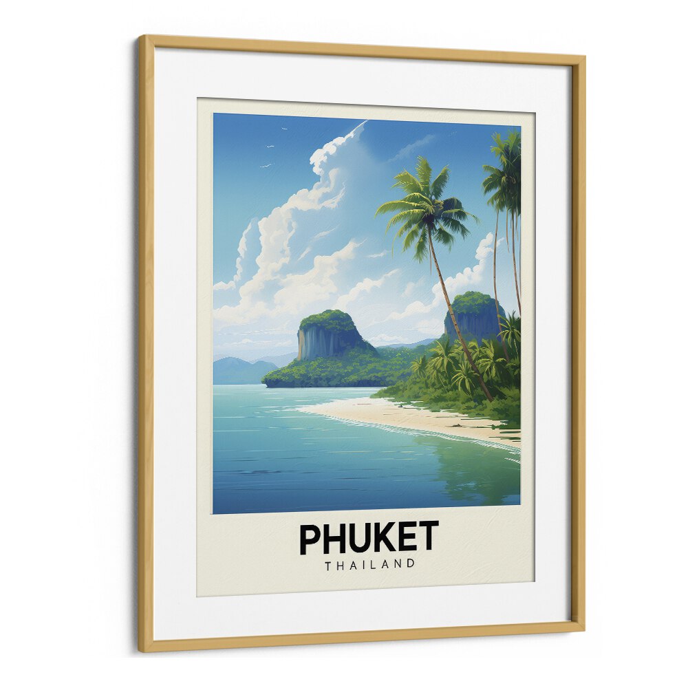 phuket-thailand travel posters in Oak Wood Frame With Mount