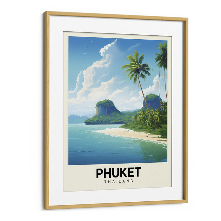 phuket-thailand travel posters in Oak Wood Frame With Mount