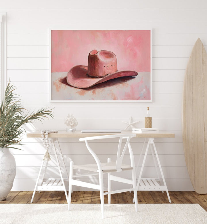 Vibrant PINK HAT II artwork adds electric charm to any space, perfect for modern decor enthusiasts.