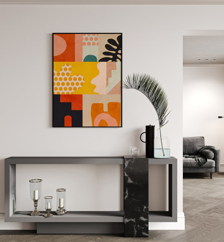 Bright and colorful "Playing Around Shapes IV, Abstract Paintings" by Ana Rut Bre enhances any modern decor.