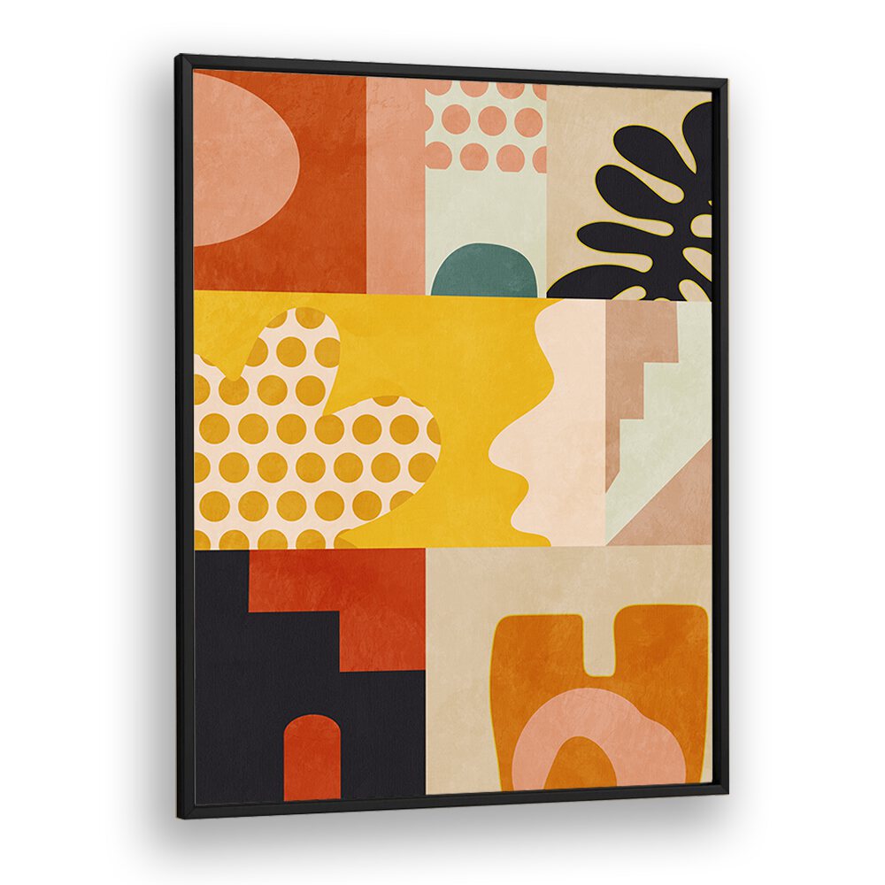 Colorful geometric patterns in "PLAYING AROUND SHAPES IV, ABSTRACT PAINTINGS" by Ana Rut Bre enhance your decor.