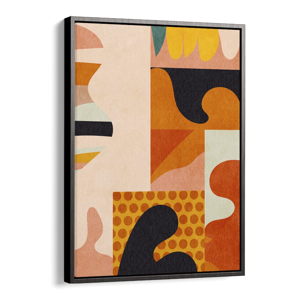 Colorful abstract artwork "PLAYING AROUND SHAPES V, ABSTRACT PAINTINGS" by Ana Rut Bre enhances modern spaces.