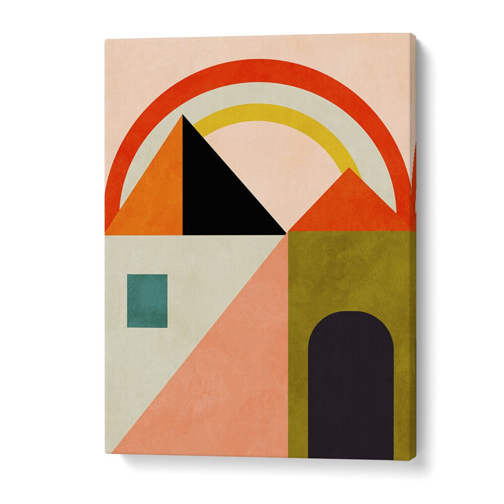 Colorful abstract painting titled "PLAYING AROUND SHAPES, ABSTRACT PAINTINGS" by Ana Rut Bre for modern decor.