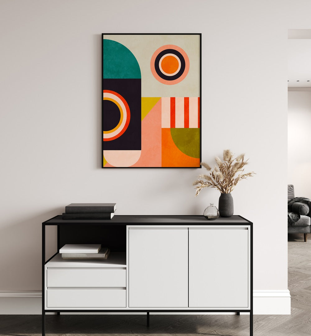 Transform your space with PLAYING AROUND SHAPES II, ABSTRACT PAINTINGS by Ana Rut Bre, showcasing modern elegance.