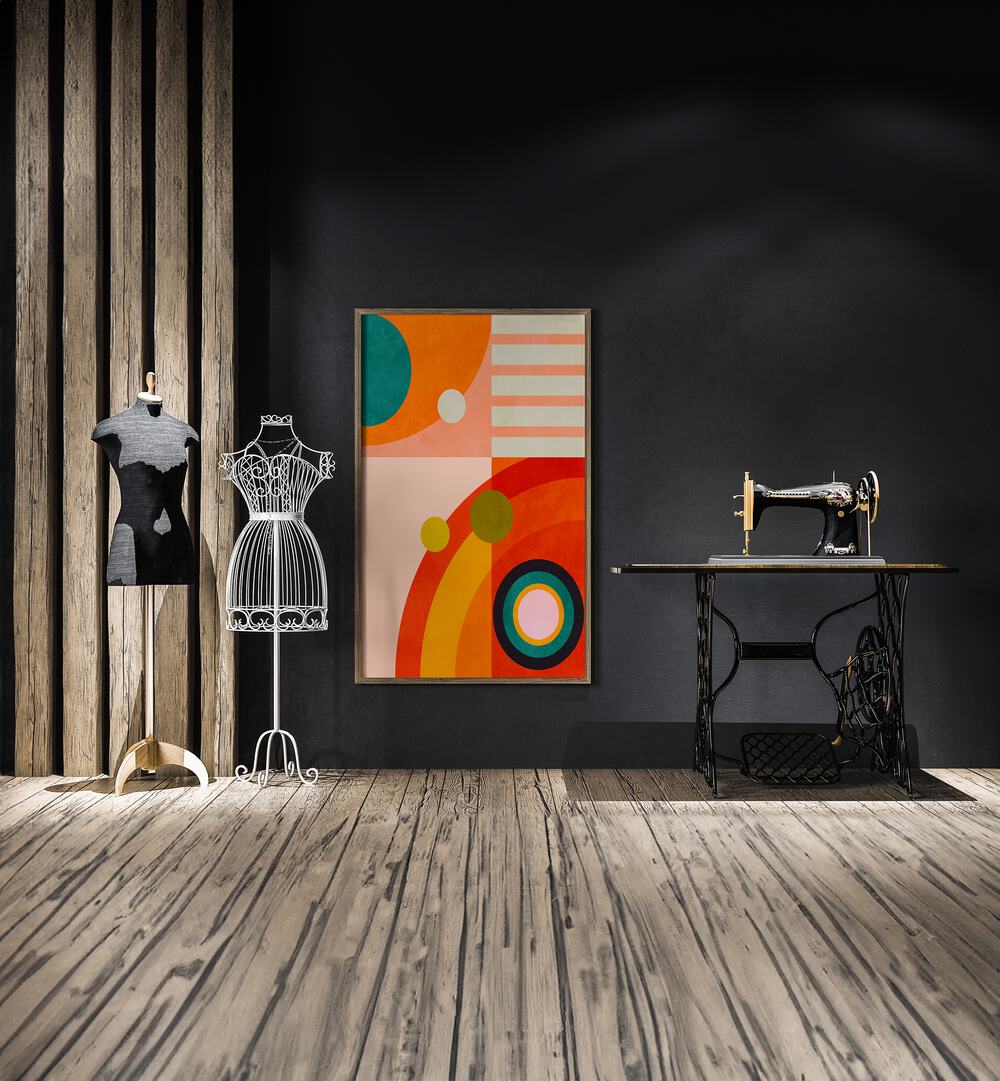 Vibrant "Playing Around Shape III, Abstract Paintings" by Ana Rut Bre enhances any modern space with elegance.