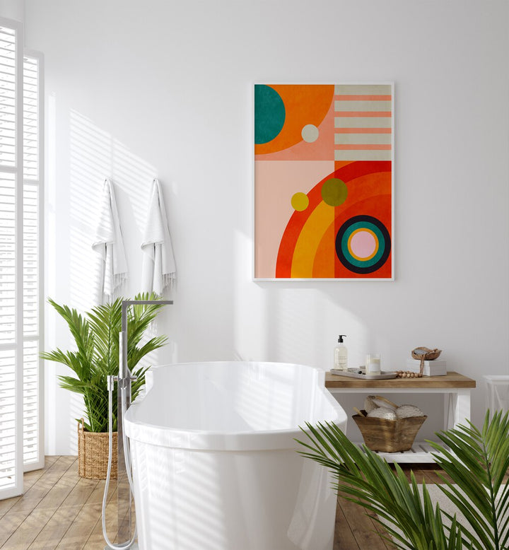 Transform your space with PLAYING AROUND SHAPE III, ABSTRACT PAINTINGS by Ana Rut Bre, adding vibrant elegance.