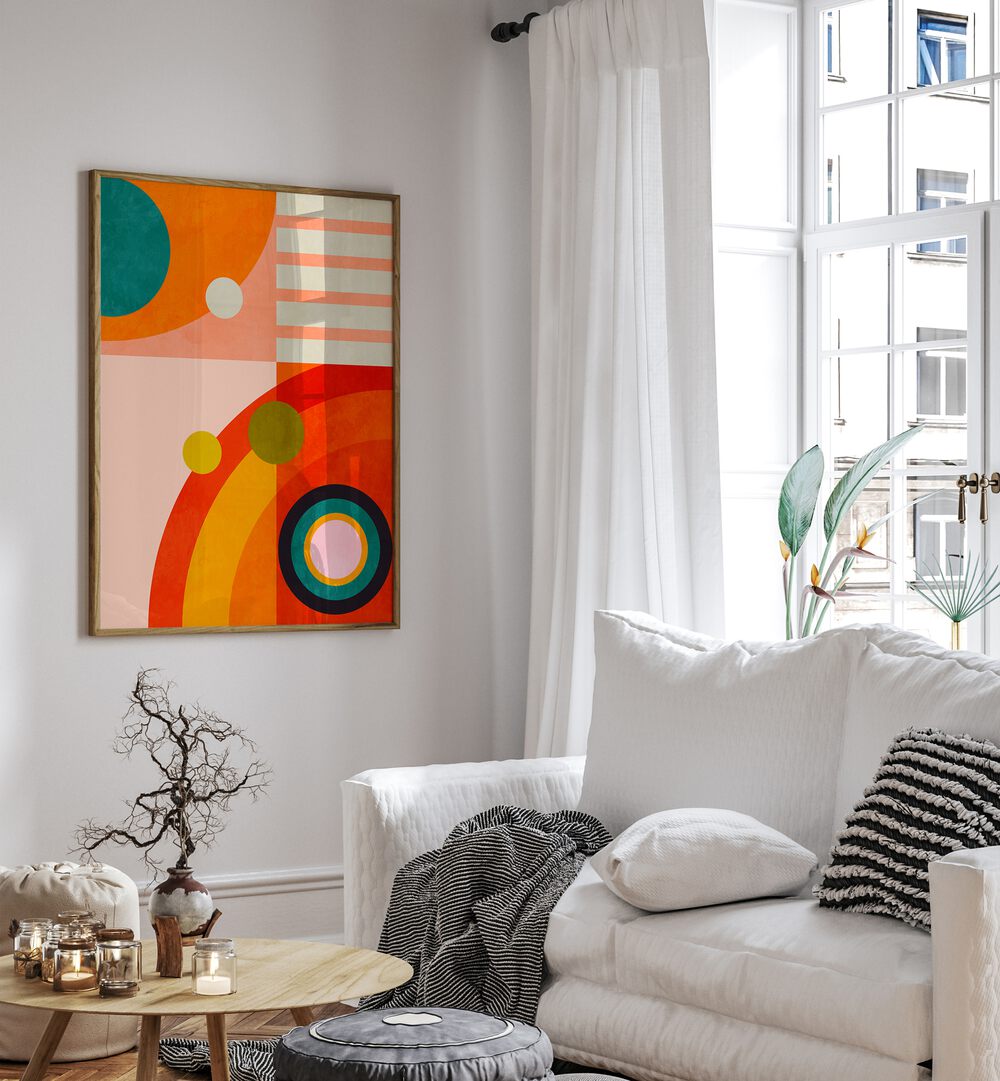 Vibrant "Playing Around Shape III, Abstract Paintings" by Ana Rut Bre enhances any modern space with elegance.
