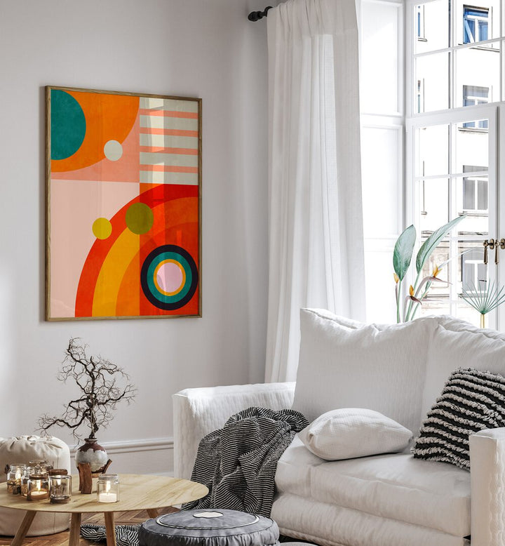 Vibrant "Playing Around Shape III, Abstract Paintings" by Ana Rut Bre enhances any modern space with elegance.