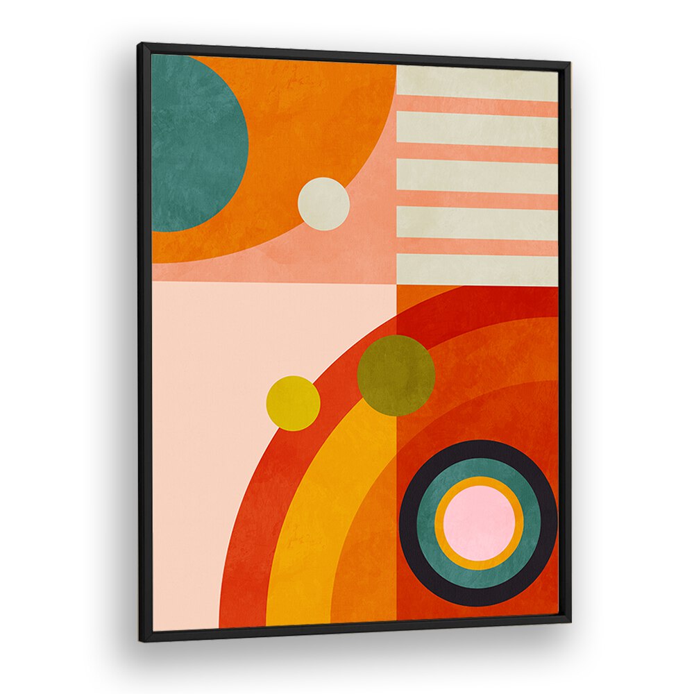 Vibrant abstract wall art "PLAYING AROUND SHAPE III, ABSTRACT PAINTINGS" by Ana Rut Bre enhances modern spaces.