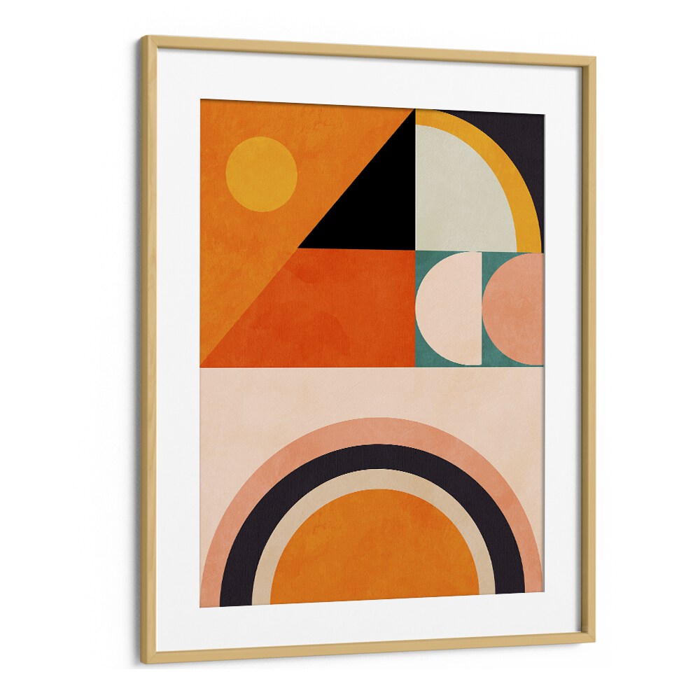 Vibrant PLAYING AROUND SHAPES VI, ABSTRACT PAINTINGS by Ana Rut Bre, framed in oak, perfect for modern decor.