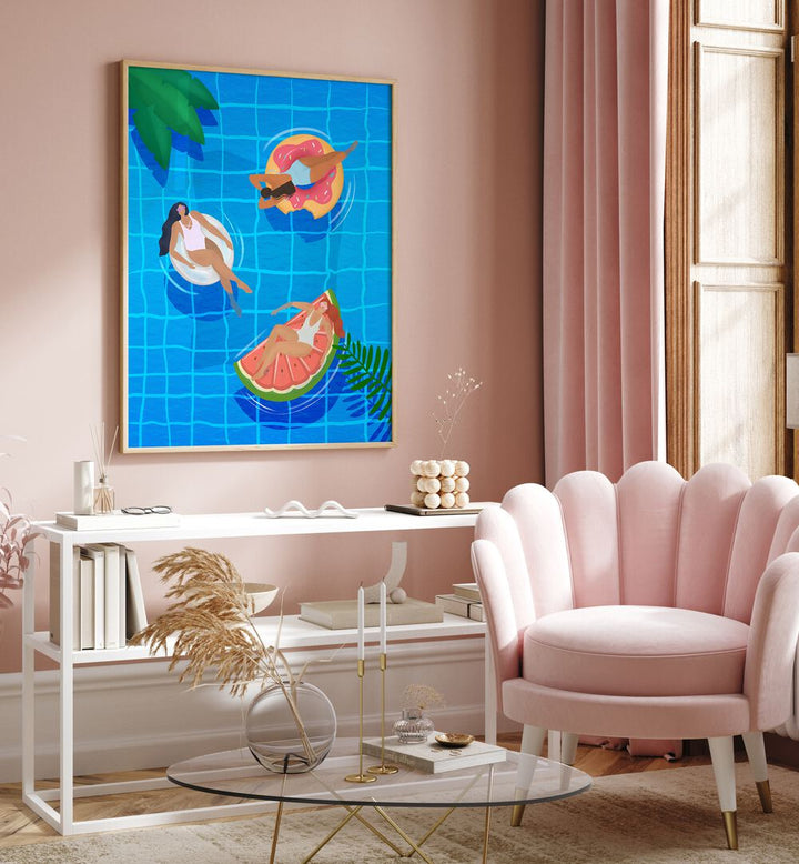 Vibrant POOL LADIES, WALL ART PRINTS by Petra Lidze bringing modern sophistication to any stylish space.