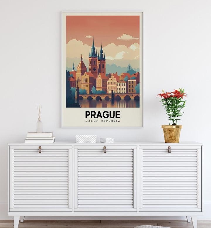 prague travel posters Artwork III placed on a Wall