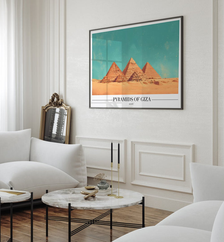 pyramids of giza travel posters Artwork III placed on a Wall