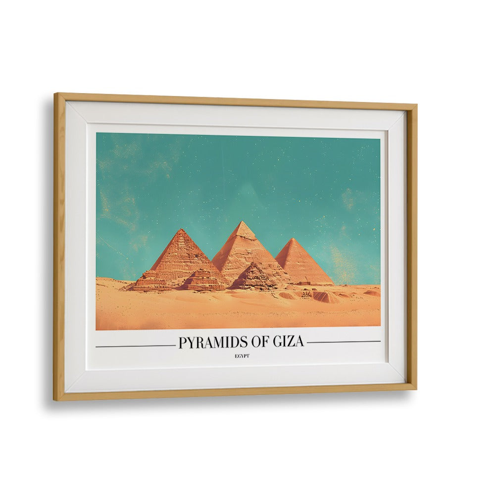 pyramids of giza travel posters in Oak Wood Frame With Mount