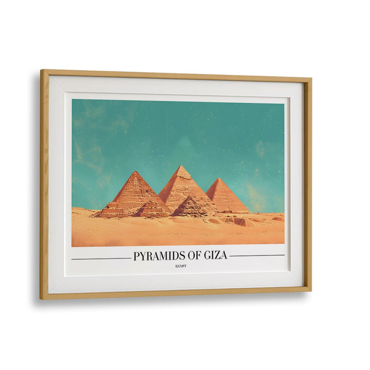 pyramids of giza travel posters in Oak Wood Frame With Mount