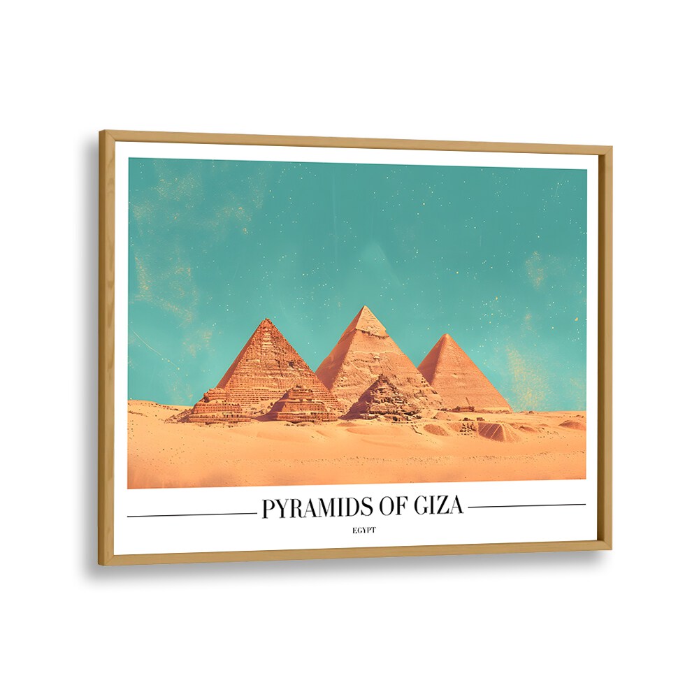 pyramids of giza travel posters in Oak Wood Plain Frame