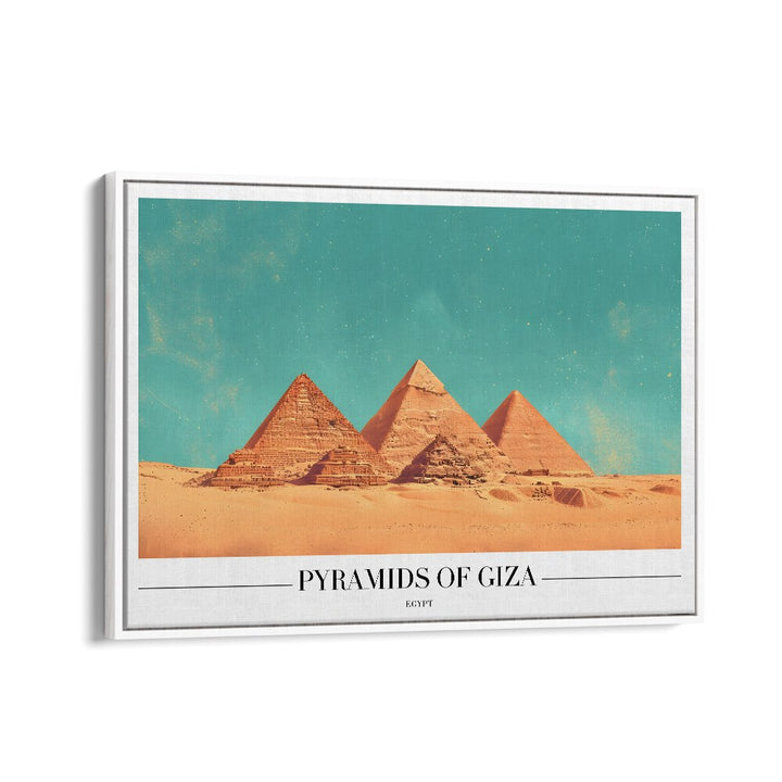 pyramids of giza travel posters in White Floater Frame
