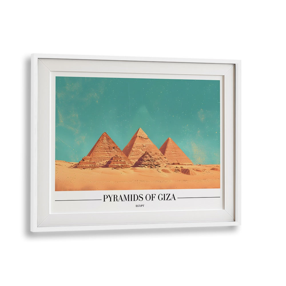 pyramids of giza travel posters in White Frame With Mount
