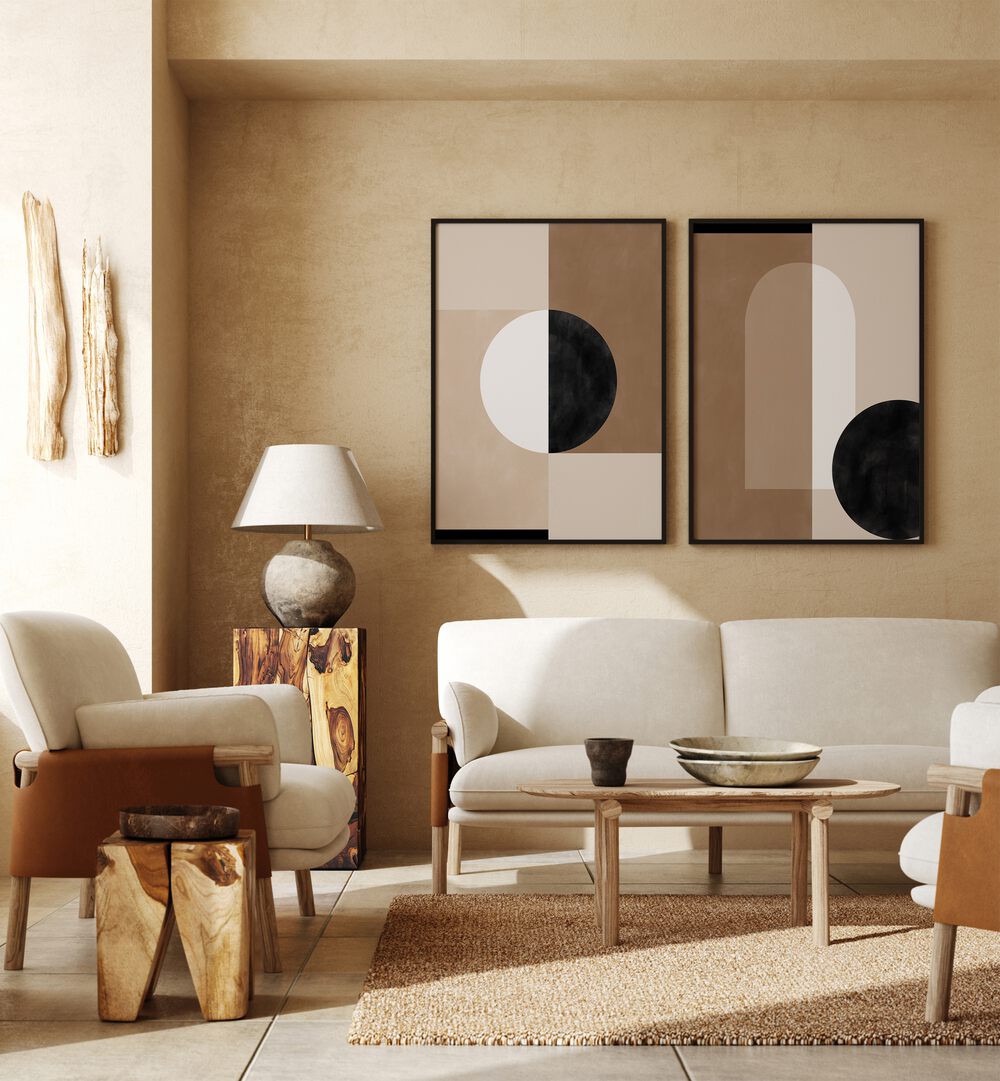 Elevate your decor with QUANTUM SHAPES, SET OF 2 PAINTINGS, perfect for modern homes and offices.