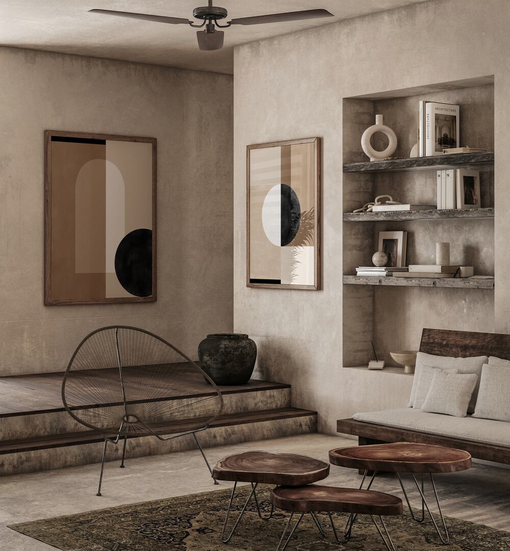 Elevate your decor with the QUANTUM SHAPES, SET OF 2 PAINTINGS, perfect for modern home or office spaces.