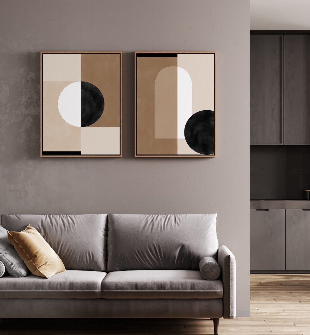 Enhance your decor with QUANTUM SHAPES, SET OF 2 PAINTINGS, perfect for modern homes and offices.