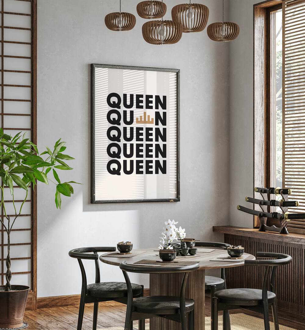 queen by frankie kerr-dineen geometric paintings Artwork II placed on a wall