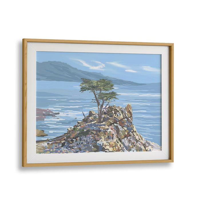 Serene Quiet Sentinel landscape paintings in an oak frame, perfect for transforming your living space into a tranquil oasis.