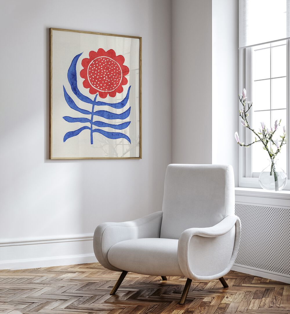 Stunning RED FLOWER LINO PRINT by Alisa Galitsyna, perfect for floral flower paintings and enhancing your decor.