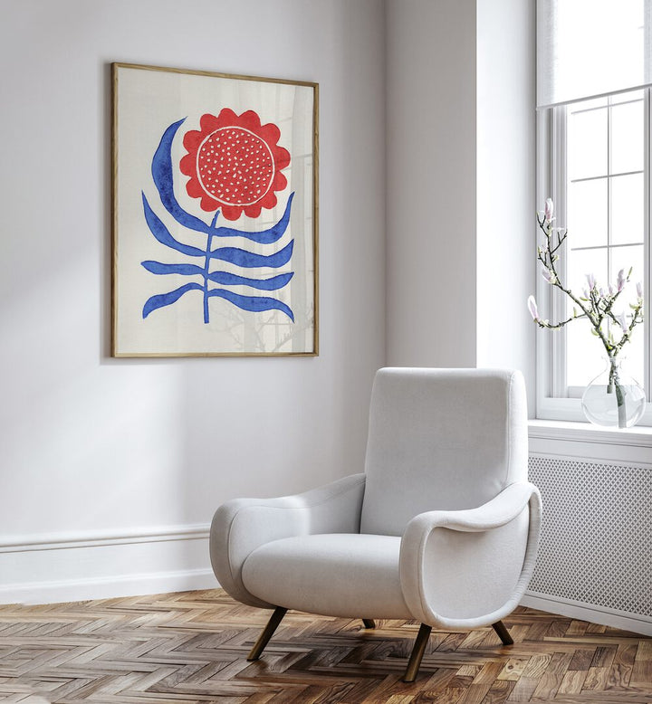 Stunning RED FLOWER LINO PRINT by Alisa Galitsyna, perfect for floral flower paintings and enhancing your decor.