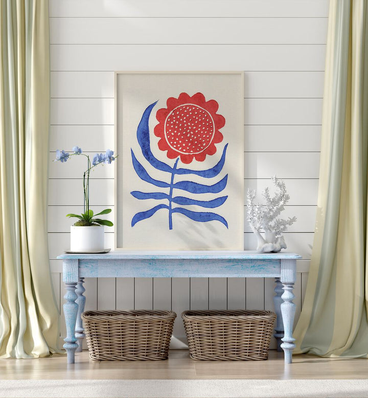 Stunning RED FLOWER LINO PRINT by Alisa Galitsyna, a perfect addition to your collection of FLORAL FLOWER PAINTINGS.