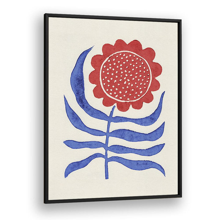 Stunning RED FLOWER LINO PRINT, FLORAL FLOWER PAINTINGS by Alisa Galitsyna, framed botanical art for nature lovers.