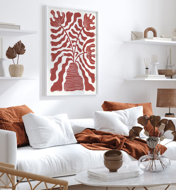 Vibrant RED FLOWERS IN A VASE, FLORAL FLOWER PAINTINGS by Alisa Galitsyna, perfect for brightening your space.