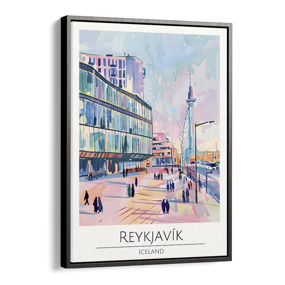 reykjavik-iceland travel posters in Black Floater Frame