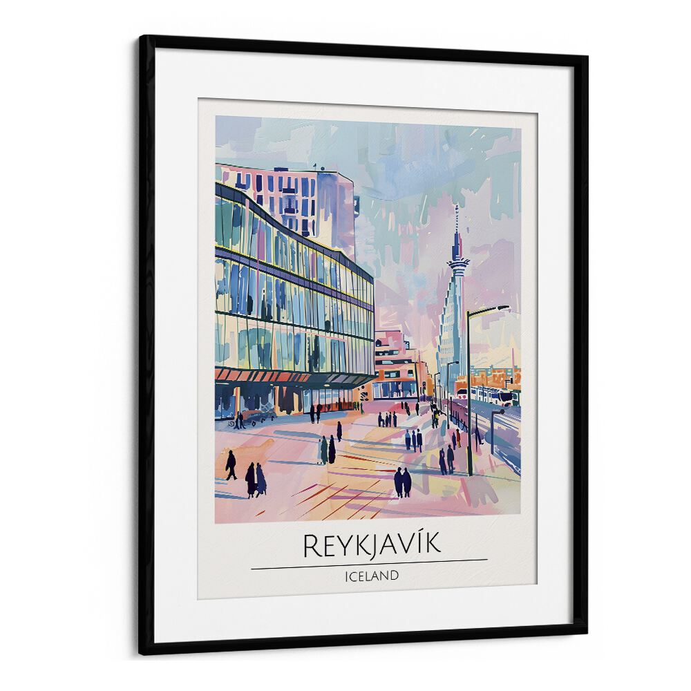 reykjavik-iceland travel posters in Black Frame With Mount