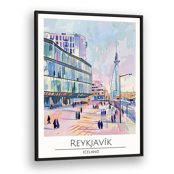 reykjavik-iceland travel posters in Black Plain Frame
