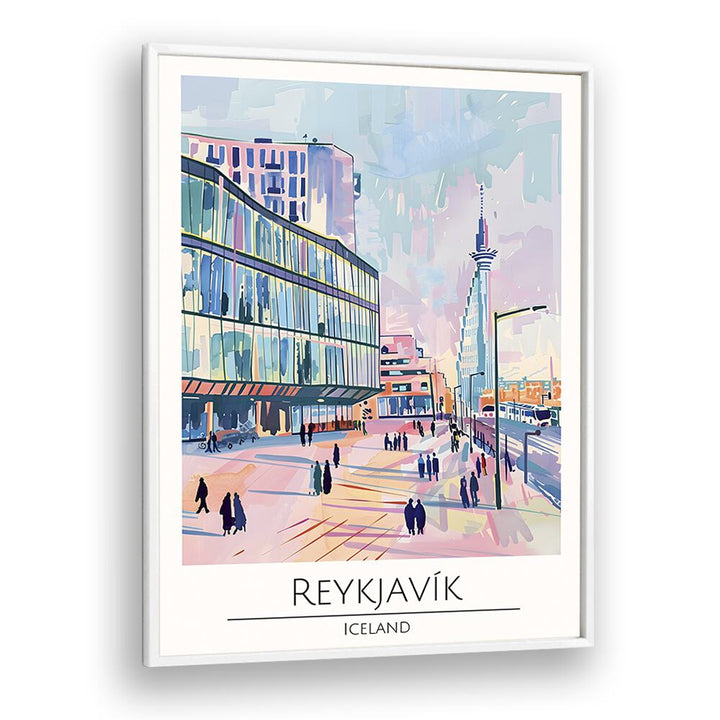 reykjavik-iceland travel posters in White Plain Frame