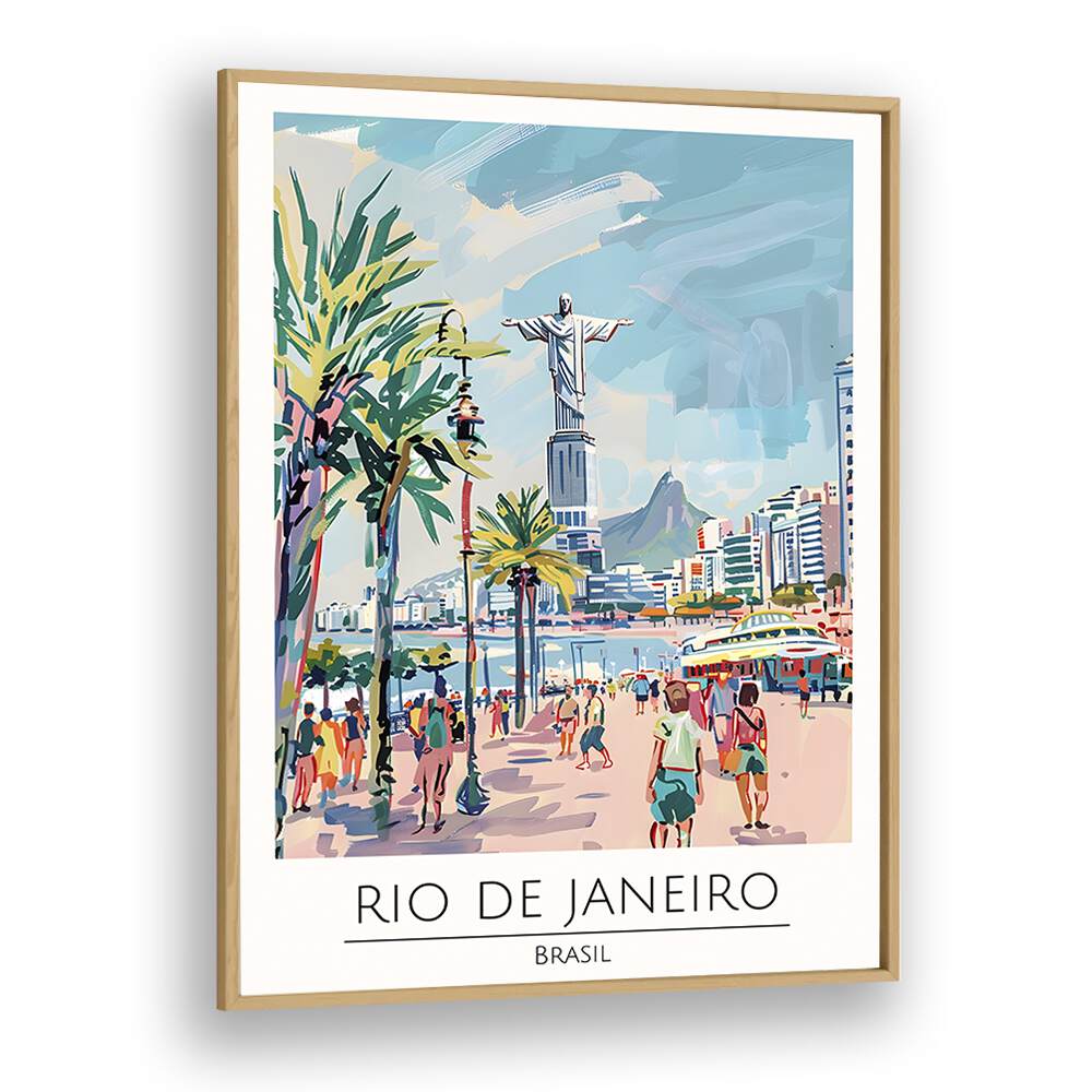 rio de janeiro-brasil travel posters in Oak Wood Plain Frame